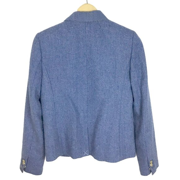 J Crew Factory Blazer Blue Herringbone Wool - Picture 6 of 13